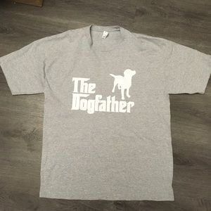 The Dogfather Men’s Gray T- Shirt Graphic Humor Dog Lover Suna Size X-Large